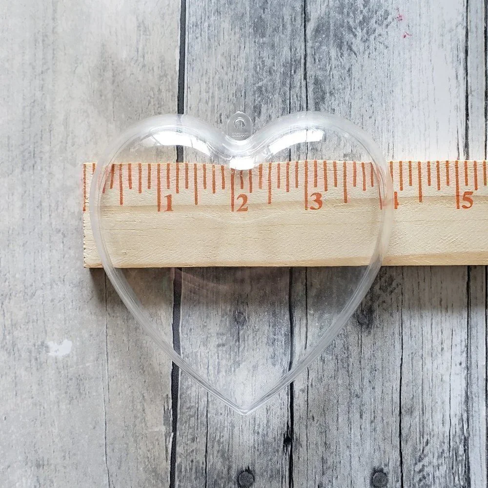 Set of 3 Clear Plastic Fillable Heart Containers - 4
